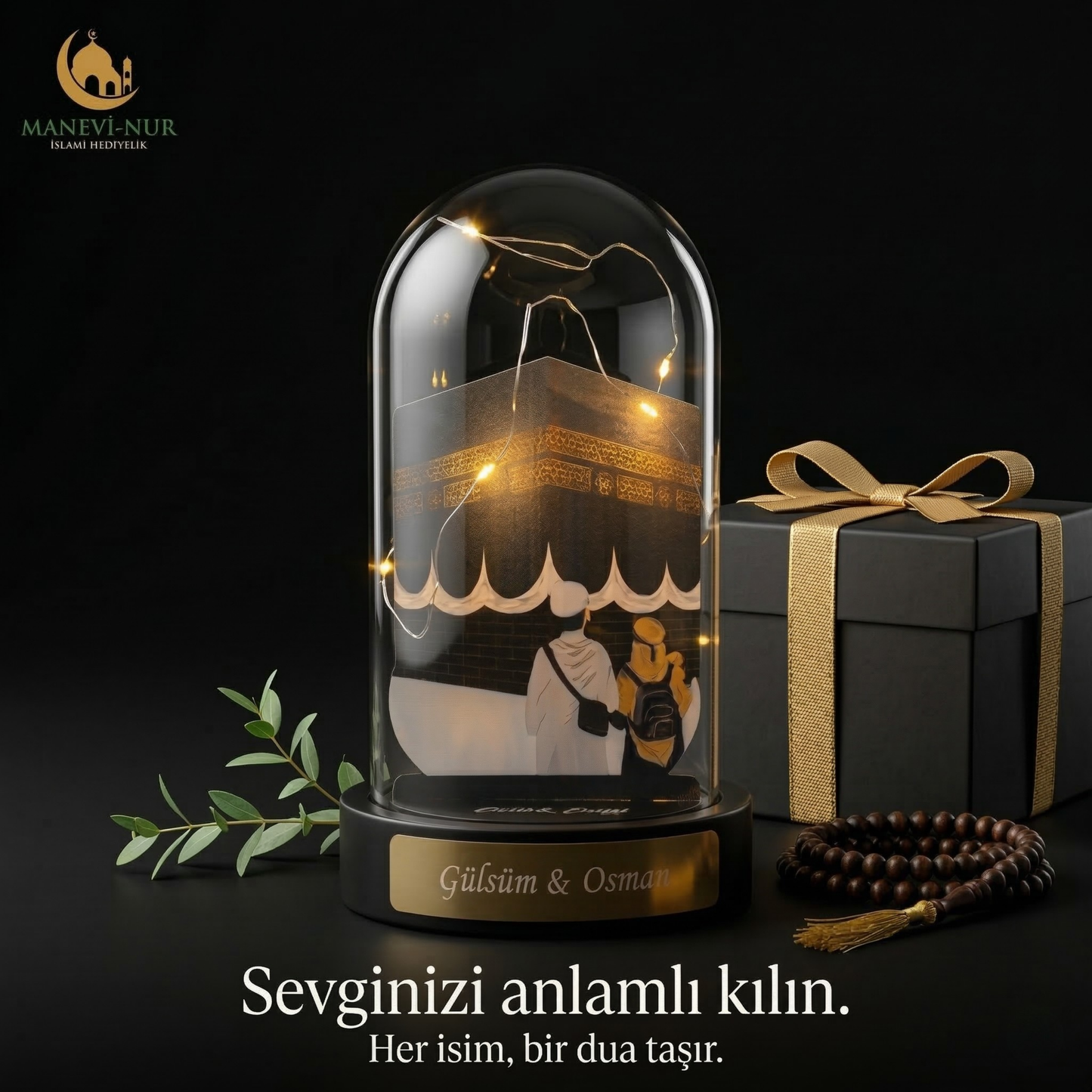 Kişiye Özel Işıklı Kâbe Fanus